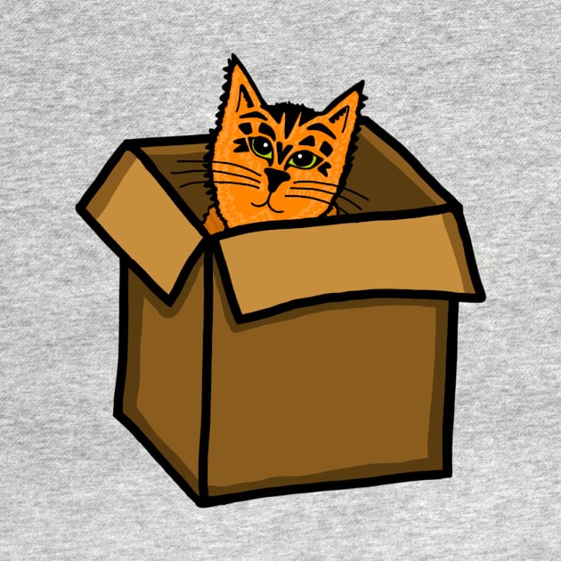 Orange Tabby Cat Hiding in a Cardboard Box by Lavenderbuttons